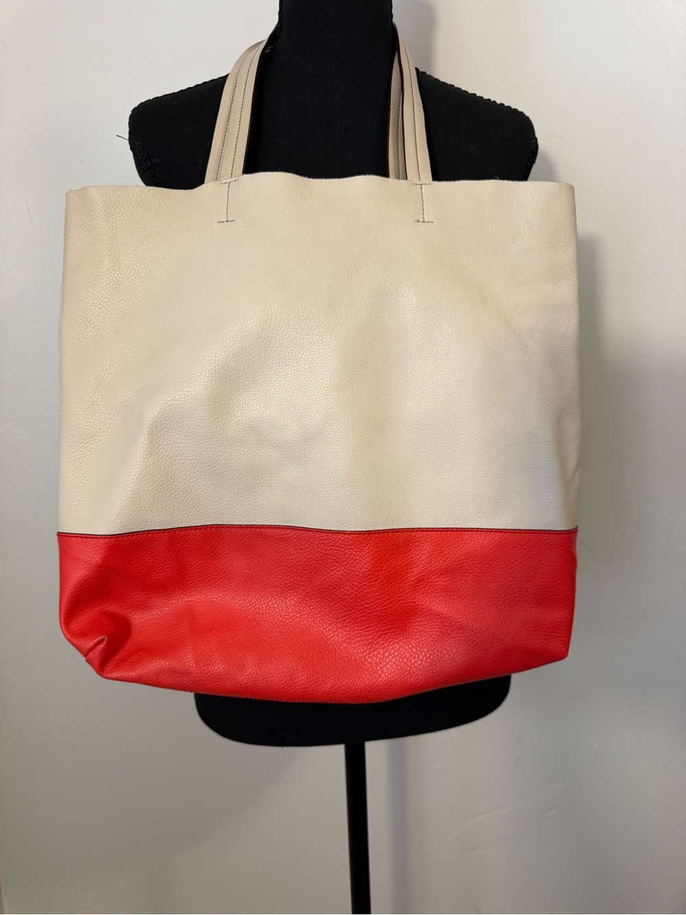 Sanctuary Coral/Orange and Cream Leather Tote
